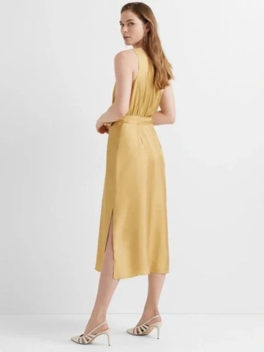 Club Monaco One-Shoulder Midi Dress in Mustard - Picture 3 of 12